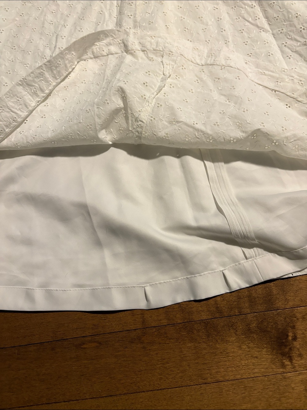 Vintage White Eyelet Maxi Dress with Red Floral Buttons and Ruffle Collar - Picture 12 of 13